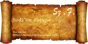Szűcs Fulvia névjegykártya